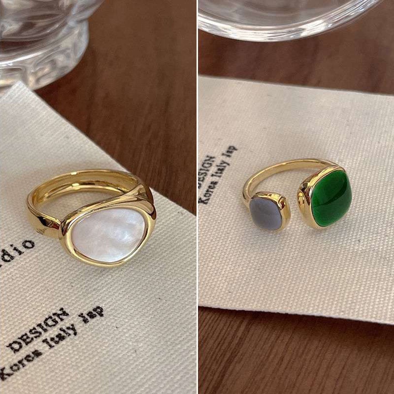 Cincin Desain Hati Emerald Gaya Korea Untuk Wanita