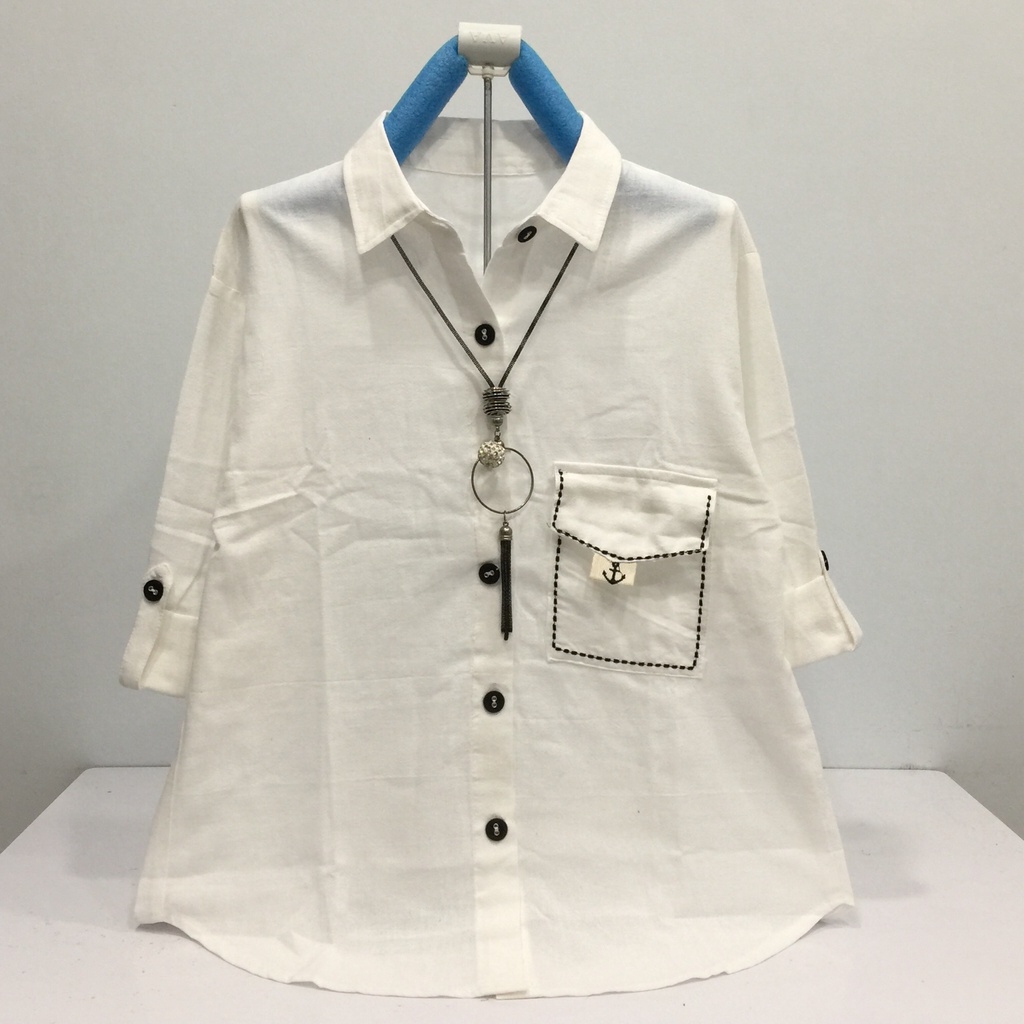TOKOHAVEONLINE B321 ATASAN KEMEJA WANITA KATUN LINEN IMPORT SIZE XL LD 106CM-1