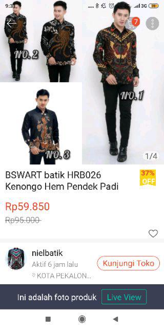 Bswart Batik Hrb026 Kenongo Hem Pendek Padi Pekalongan  M L Xl Batik Pria Murah Batik Lengan Panjang