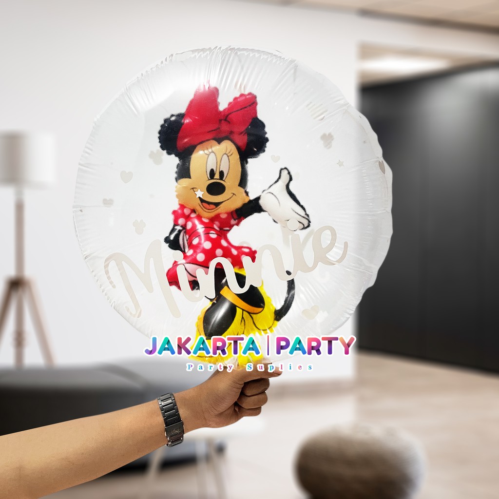 Balon Bulat Transparan Minnie Mouse / Balon Minnie Transparan