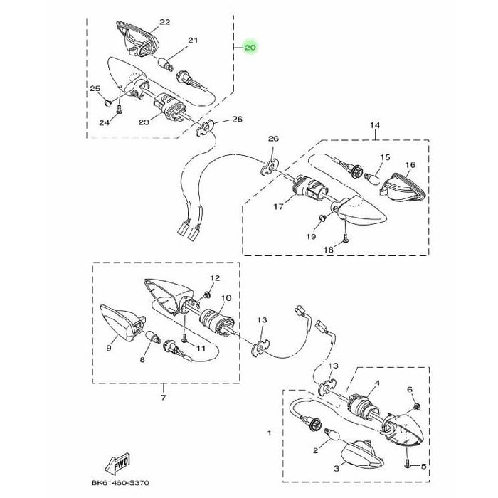 OTOMOTIF AKSESORIS MOTOR RJ1574 LAMPU SEN/SEIN BELAKANG KANAN R15 V3