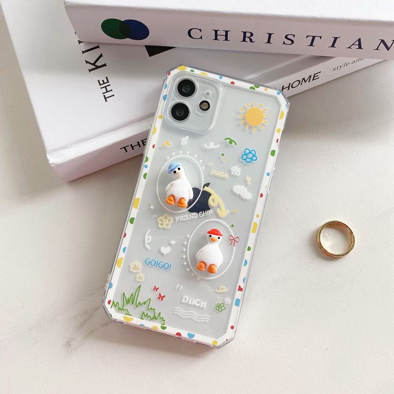 Cute Duck Doll Soft Case OPPO A31 A53 A33 2020 A3S C1 F9 Pro F11 A52 A92 A54 A93 A74 A15 A15S Clear Casing VIVO Y11 Y12 Y12i Y15 Y17 Y20 Y12S Y50 Y30 S1 V20 SE V21 Y19