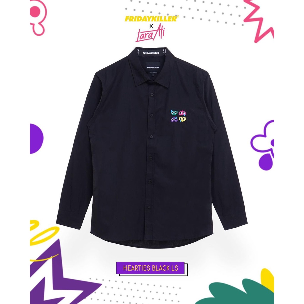 KEMEJA LENGAN PANJANG FRIDAY KILLER HEARTIES BLACK ORIGINAL