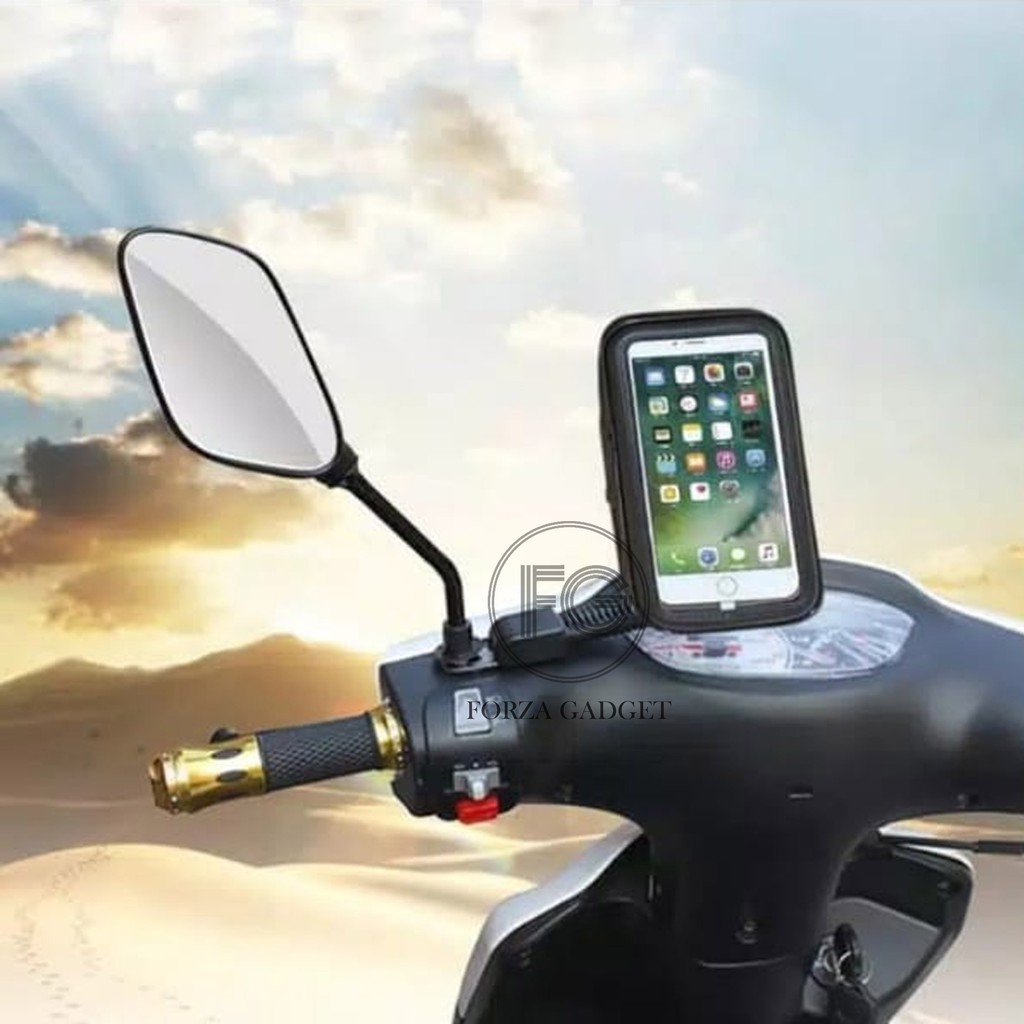 Holder Sepeda Motor Spion gojek Waterproof Anti Air Tahan Hujan 5.5&quot; ( size L )