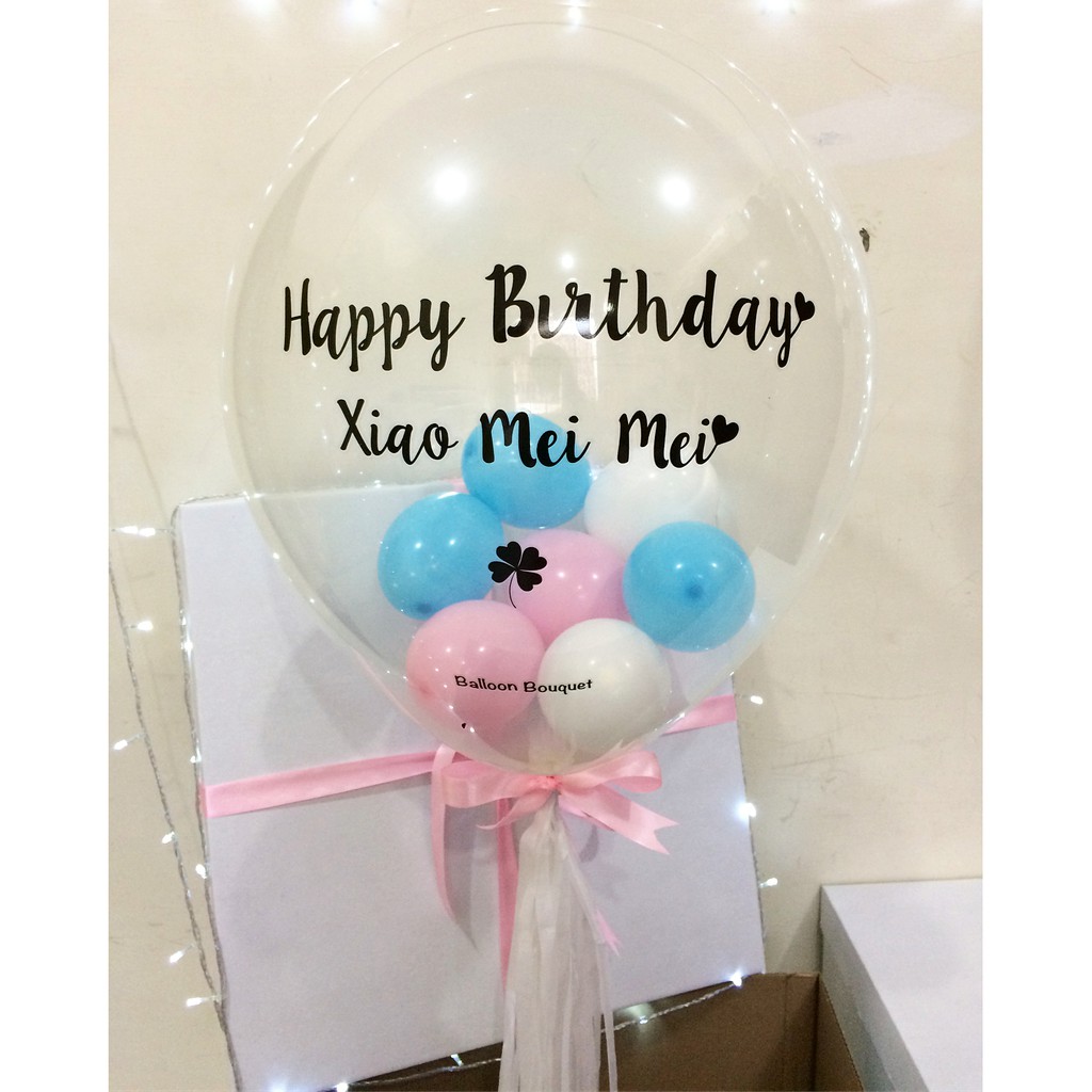 

bubble balloon in blue , pink and white combination