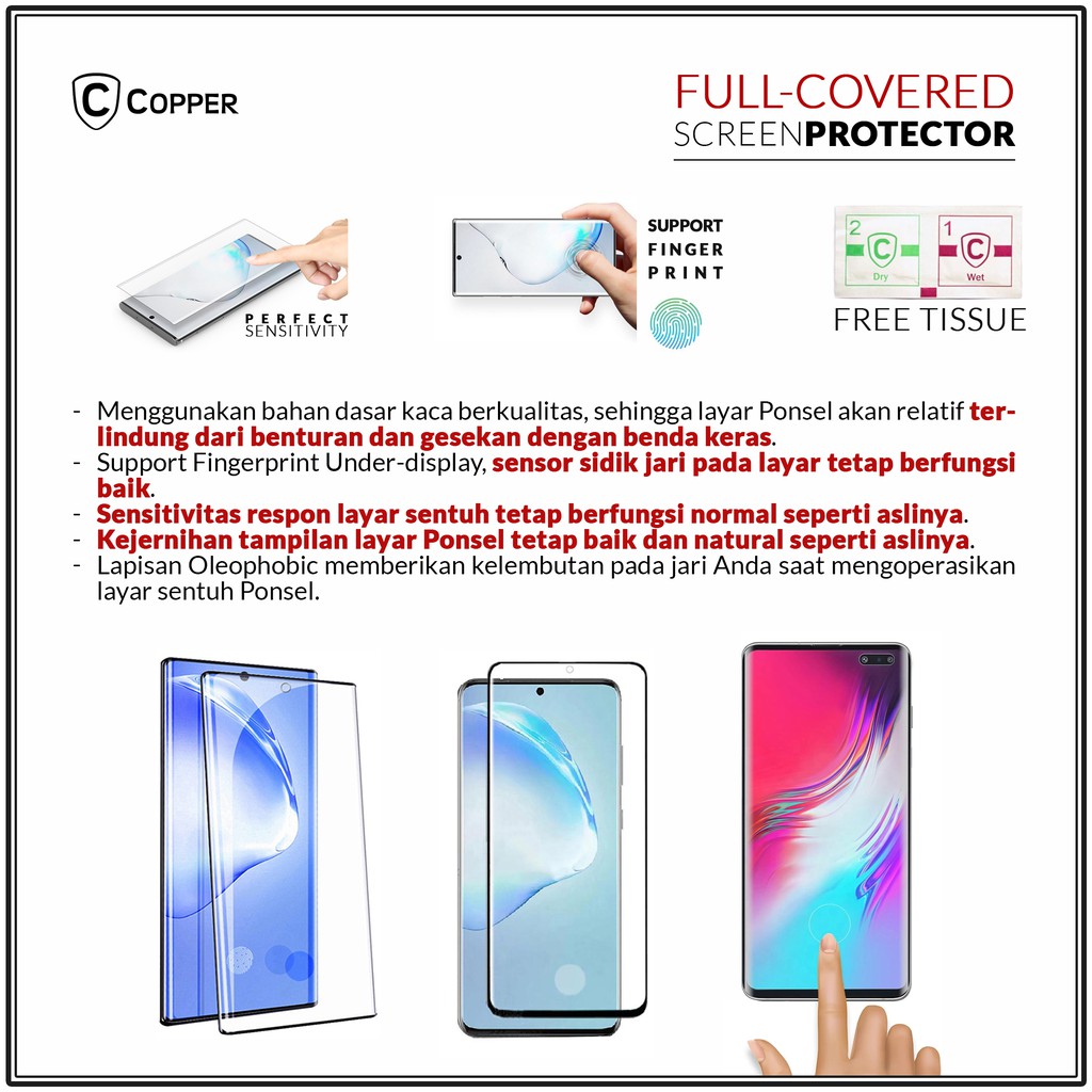 Samsung Galaxy S10 Plus - COPPER Full Covered Tempered Glass