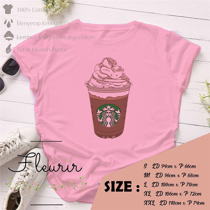 FLEURIR - KAOS STARBUCKS FRAPPE WANITA DEWASA LENGAN PENDEK TUMBLR TEE UNISEX