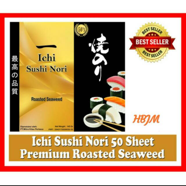 

ICHI SUSHI NORI 50 SHEET / LEMBAR PREMIUM RUMPUT LAUT PANGGANG