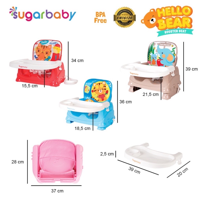 Sugar baby Hello Bear Booster Seat - Kursi Makan bayi FREE BUBBLE WRAP 2 LAPIS