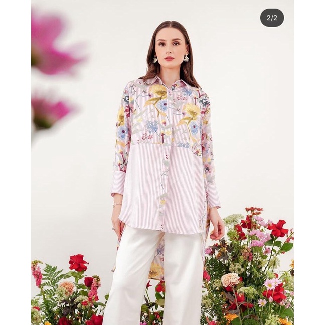 romantic garden oversized shirt benang jarum buttonscarves