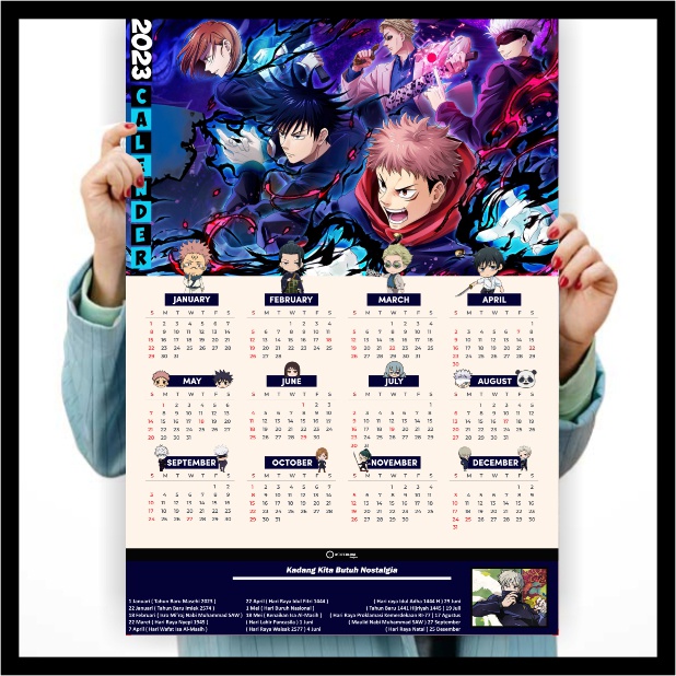 Poster Anime Terlengkap A3 - Jujutsu Kaisen - Itadori Gojo Fushiguro Inumaki Kugisaki Kalender 2023