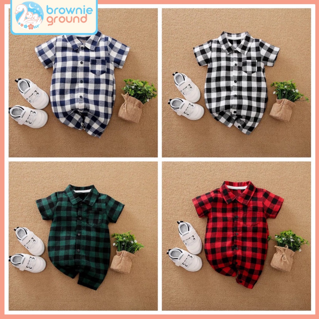 JUMPER laki laki jumper BAYI MOTIF KOTAK KOTAK 0-2 tahun / JUMPER BAYI LENGAN PENDEK / jumper pendek bayi baju bayi