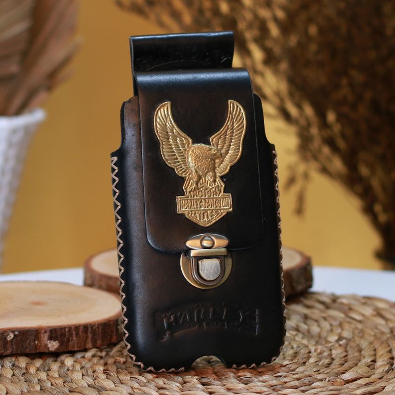 Sarung Hp kulit asli Single harley davidson