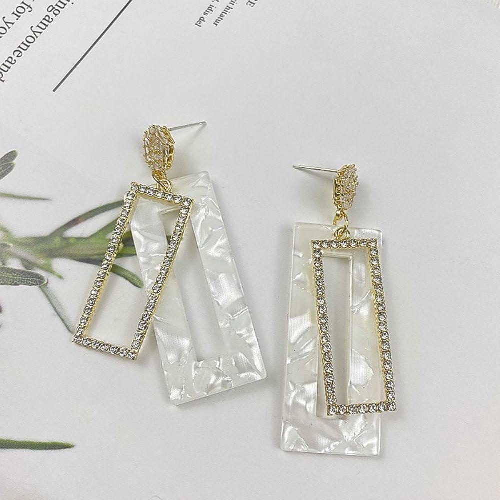 Mxbeauty Anting Persegi Panjang Geometris Desain Rasa Temperamen Fashion Cocok Liontin Earring Perhiasan Telinga Gaya Korea Ear Studs