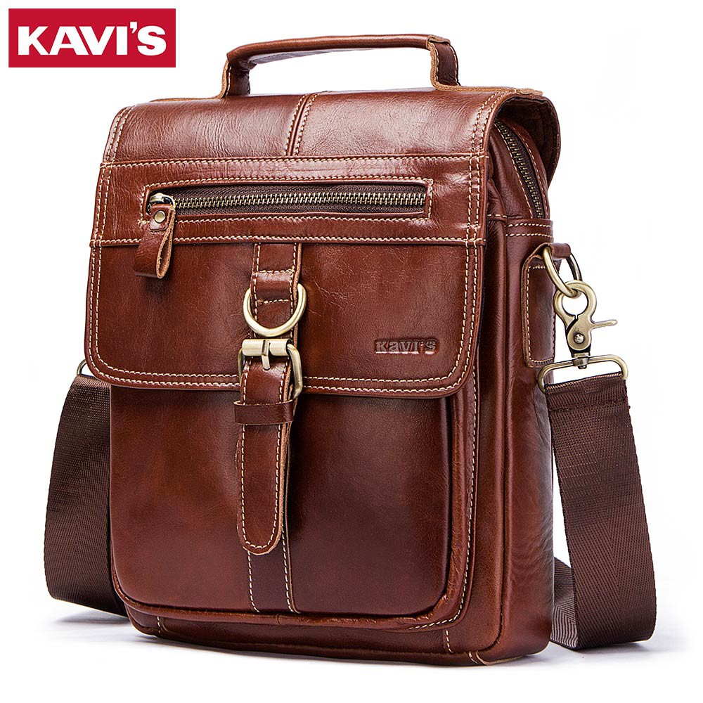 [IMPORT] Kavis 100% Asli Kulit Messenger Tas Pria Berkualitas Tinggi Tas Bolsas Perjalanan Merek