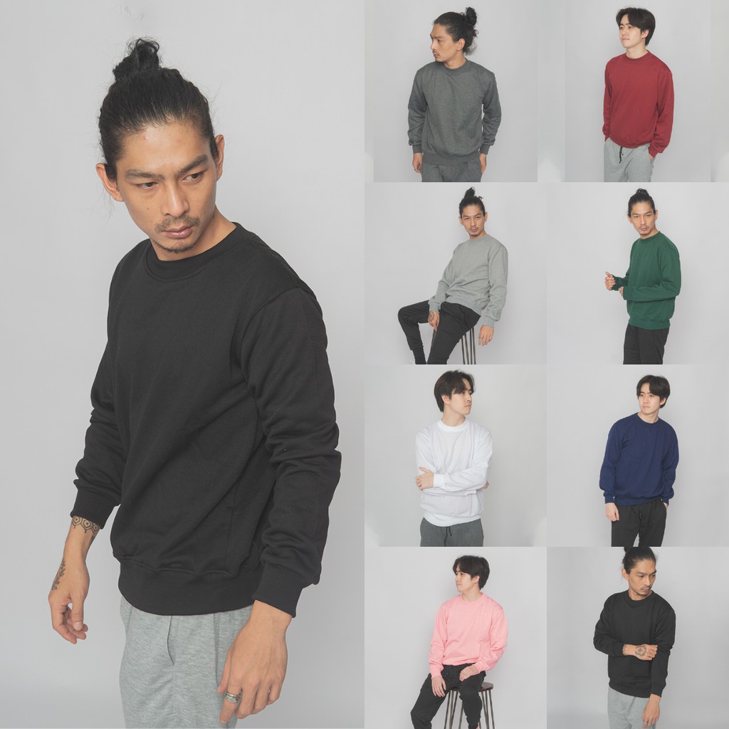 Basic Sweater Collection | M-XXL | Sweater Pria Wanita Unisex | Cotton Fleece | COD (Bayar di tempat)