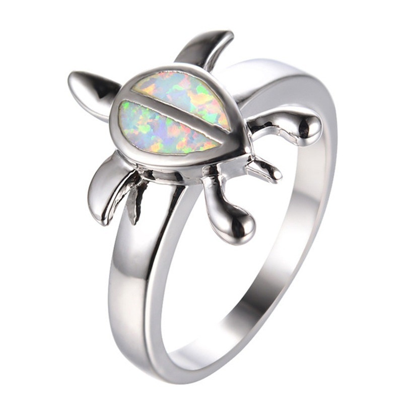 New cute animal turtle opal fashion ring