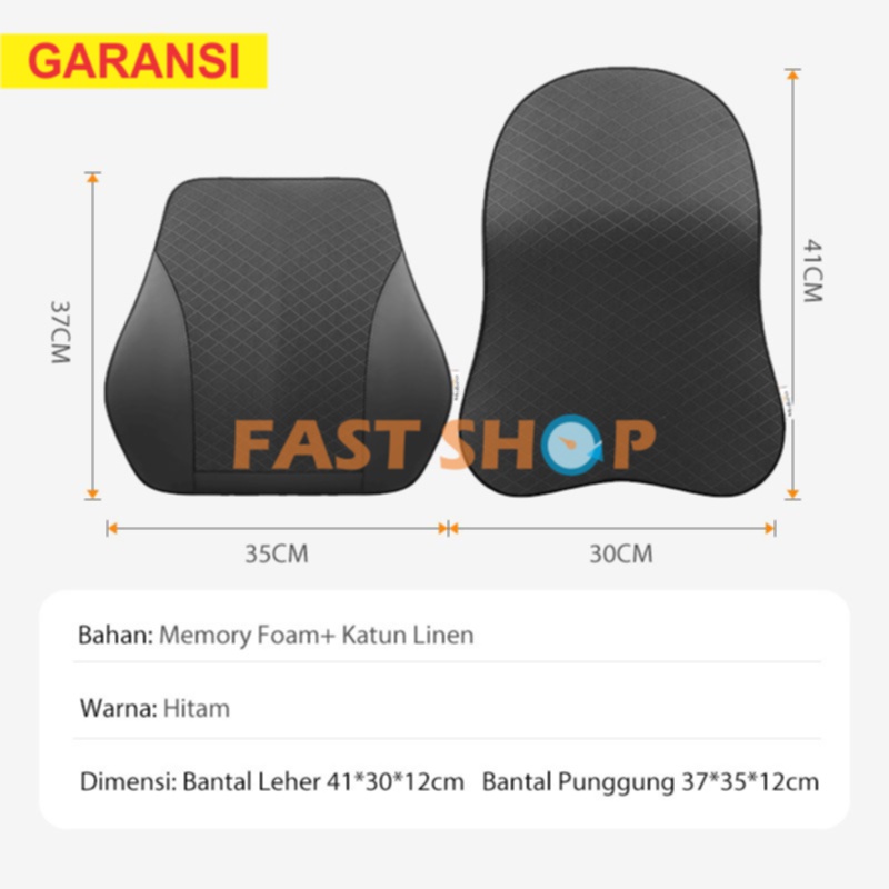 Bantal Mobil Bantal Leher Mobil Bantal Puggung Mobil Memory Foam Katun Linen Car Neck Back Pillow