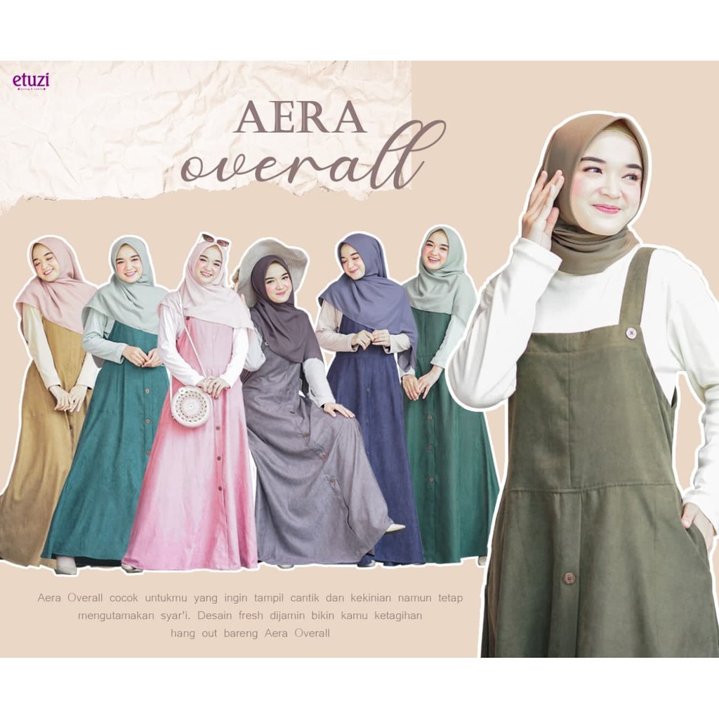 Etuzi Gamis Polos Baju Muslim Overall Set Aera Dress