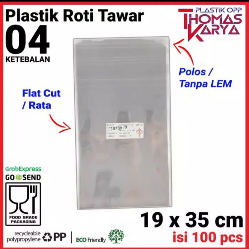 Plastik OPP 19x35 cm TEBAL Plastik OPP POLOS Plastik Kaca Plastik OPP Tanpa Lem Kemasan Roti Tawar