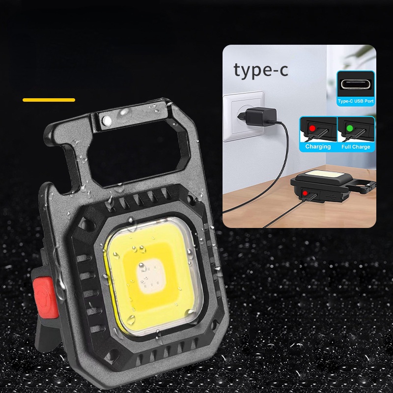 3 in 1 Lampu Senter LED Mini / COB Saku Magnetik Portable Rechargeable Dengan Gantungan Kunci