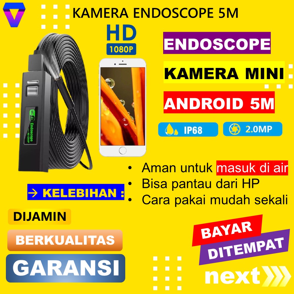 KAMERA ENDOSCOPE ANDROID 5 METER CAMERA MINI TERSEMBUNYI WIFI PENGINTAI KECIL WATERPROOF HD JS24