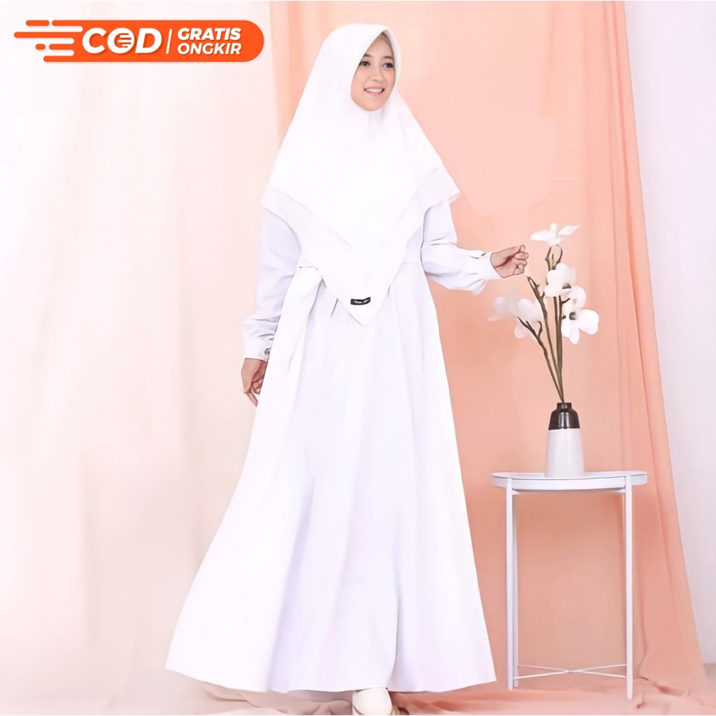 Gamis Katun Dress Polos Toyobo Fodu Madinah Premium Putih Jumbo Cocok Untuk Seragam