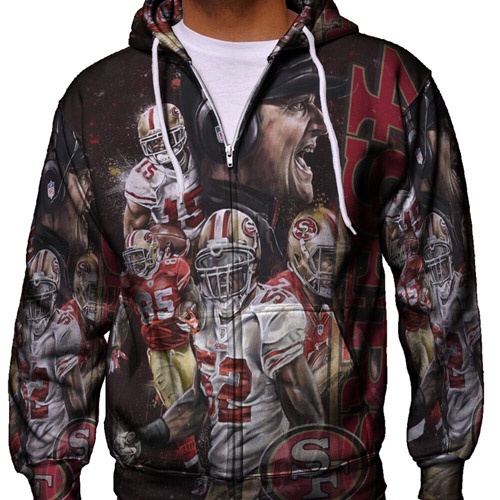 JAKET Hoodie San Francisco 49ers Hoodie RITSLETING FULLPRINT Zipper Hoodie Bahan Polyester Jersey