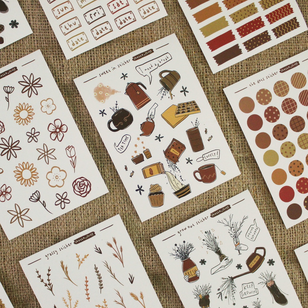 

Chocco Stuff Decorative Sticker Sheet / Stiker Pack (for Journal / Bujo / Scrapbook / Planner / HP / Laptop)
