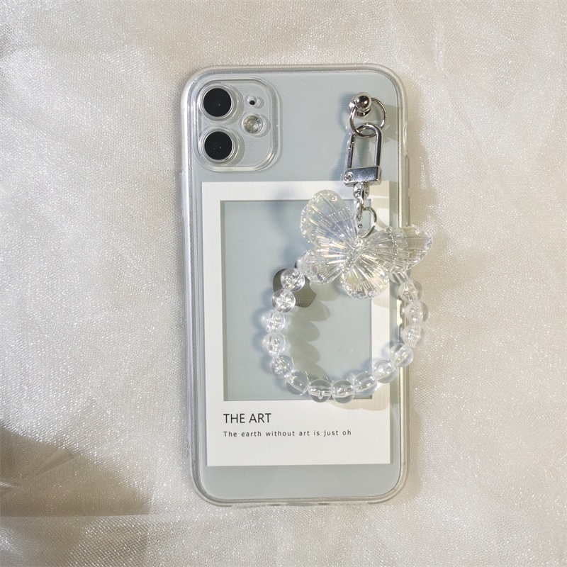 Soft Case Pelindung Transparan Dengan Gantungan Butterfly Untuk IPhone 14 6 S 7 8 SE 2020 7P 8Plus X XS XR 11 12 13 Mini Pro Max