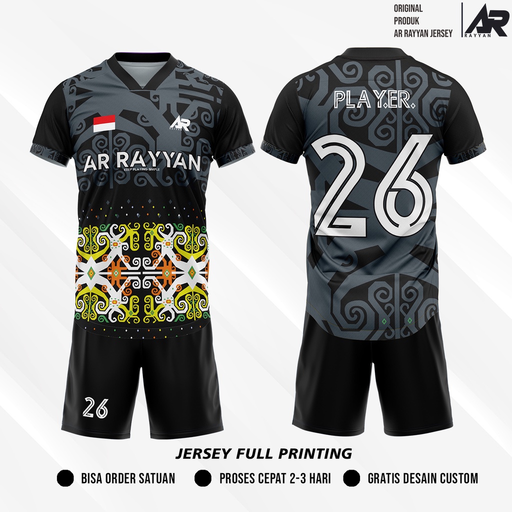 Jersey Futsal Custom Full Printing Motif Batik Dayak Kalimantan
