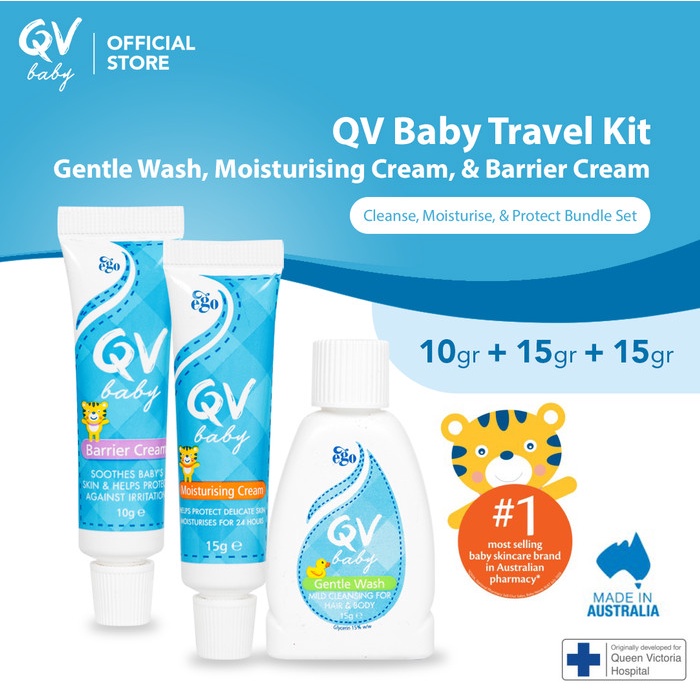 QV BABY TRIAL PACK/ QV PAKET CREAM RUAM POPOK PELEMBAB SABUN MANDI CAIR BAYI