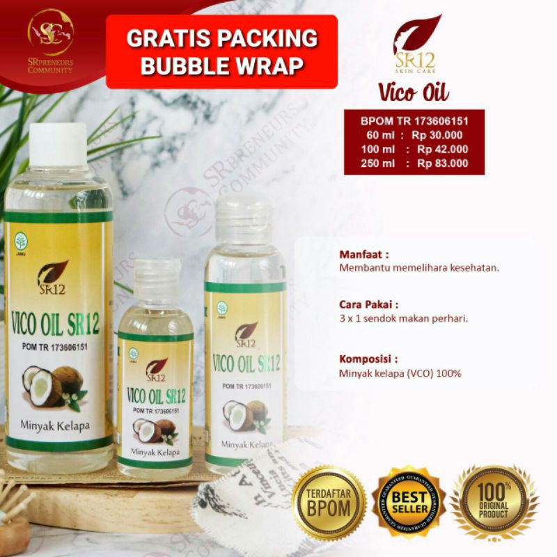 

VCO SR12 - VICO - virgin coconut oil - minyak kelapa herbal - imun booster - BPOM