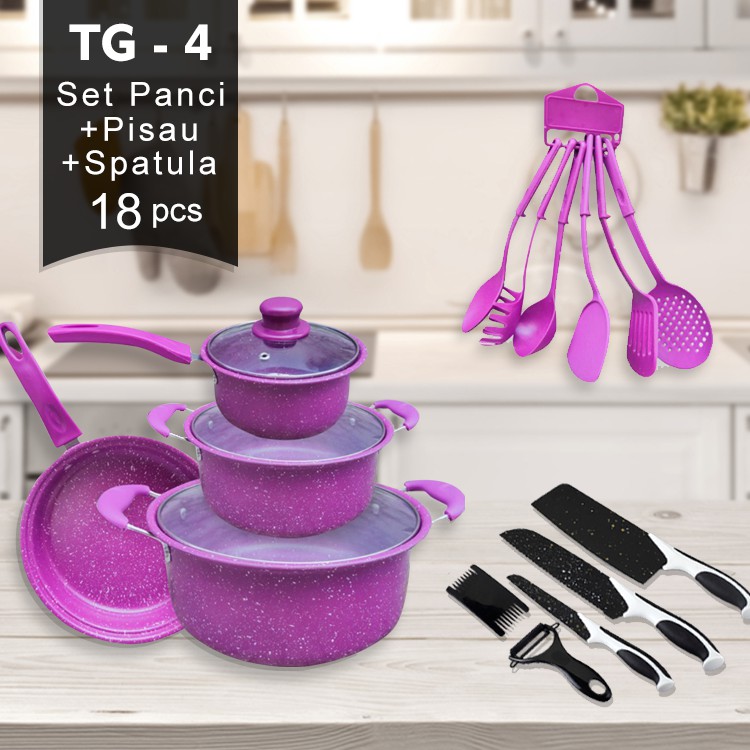 Wajan enamel 13 pcs dan 18 pcs plus pisau j13 wajan anti lengket dan anti karat peralatan masak