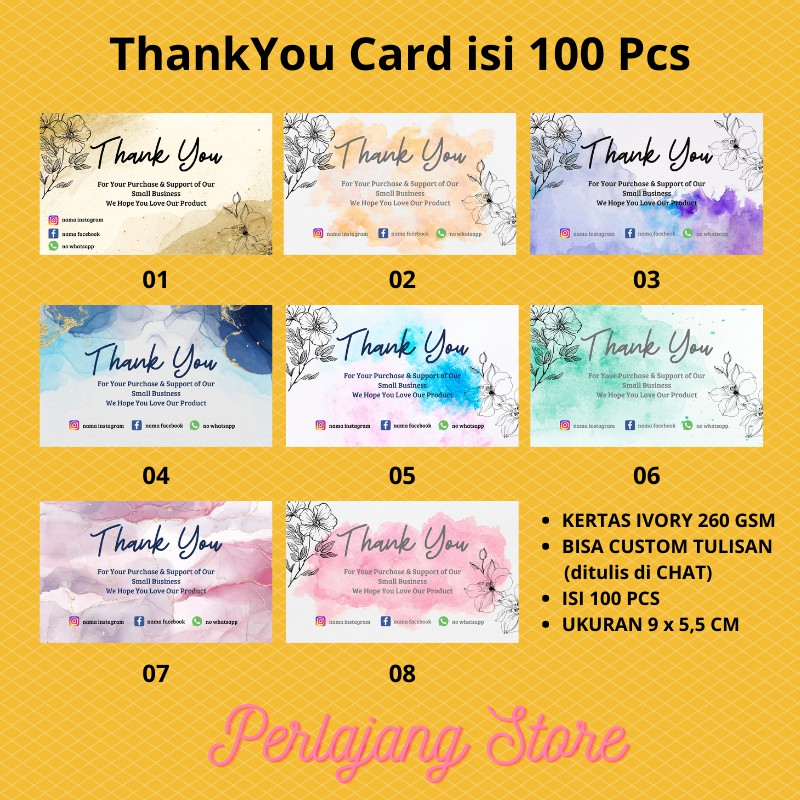 ISI 100 Pcs Kartu Ucapan Terimakasih olshop - Kartu Terimakasih Olshop - Kartu Ucapan Olshop - Blue