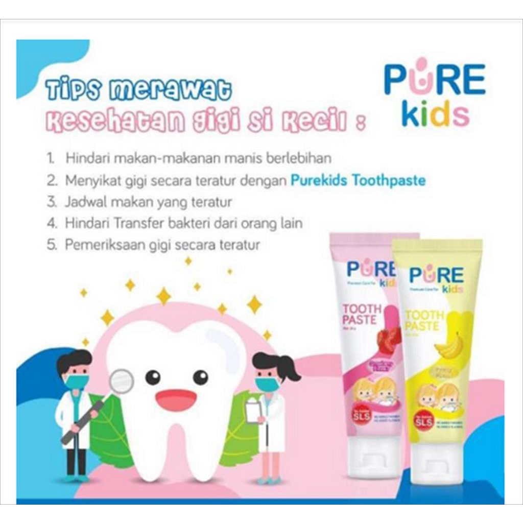 PURE KIDS Toothpaste Banana  Strawberry Flavour 50g