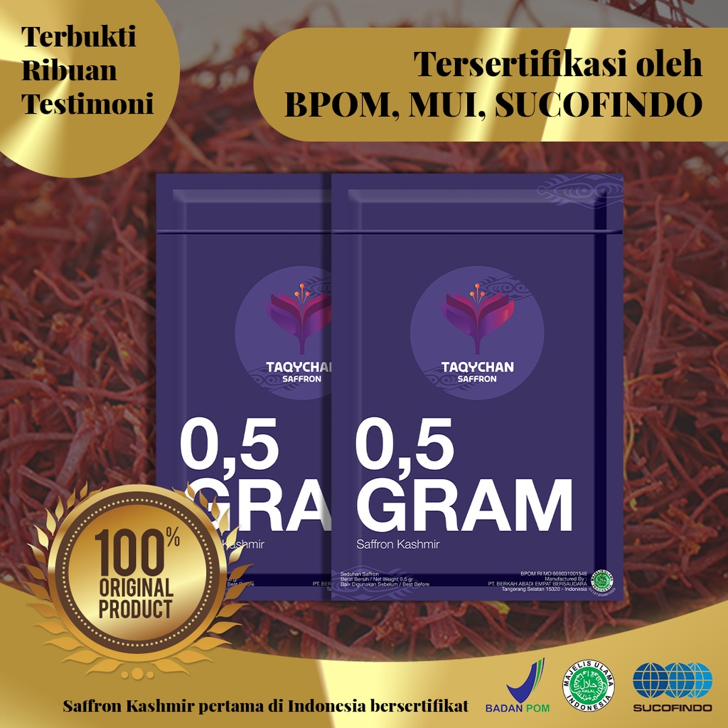 [PROMO JSM] Taqychan saffron 0,5 gram saffron Kashmir premium taqychan saffron by taqy malik