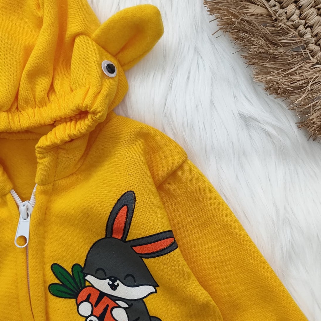 Jaket bayi cute rabbit 3-12 bulan / jaket bayi murah / jaket bayi tebal / jaket bayi lucu / baju hangat bayi / outer bayi/ atasan bayi