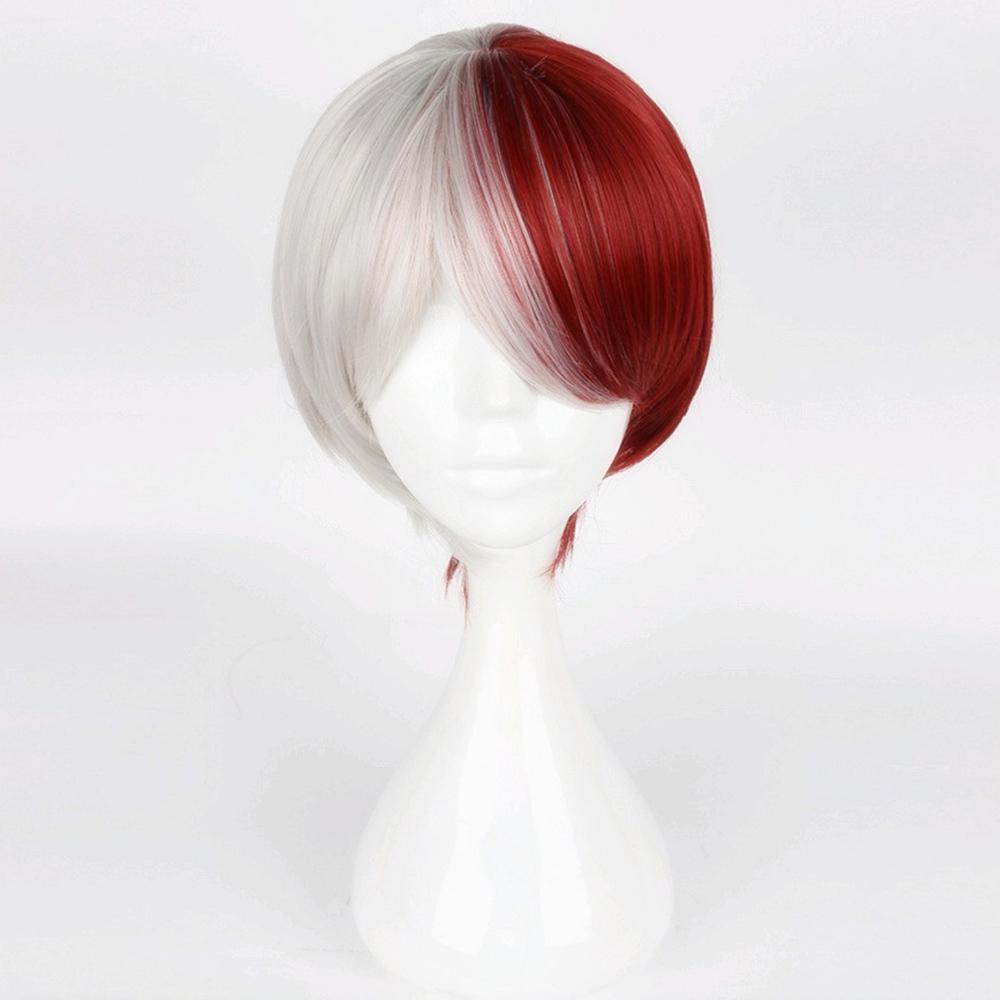 Agustina My Hero Academia Wig Unisex Kostum Pendek Todoroki Shoto Tahan Panas Wig Penuh