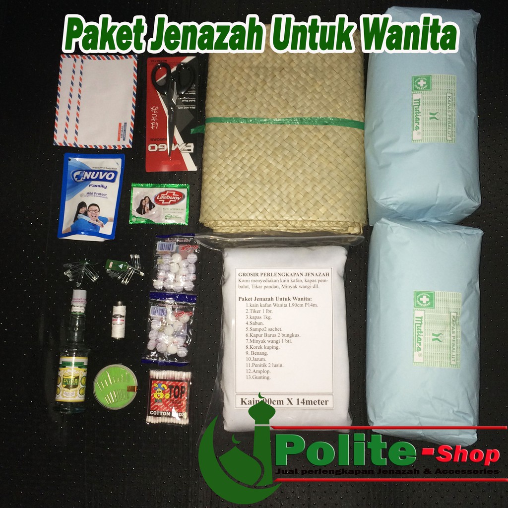 Paket kain kafan komplit untuk jenazah wanita