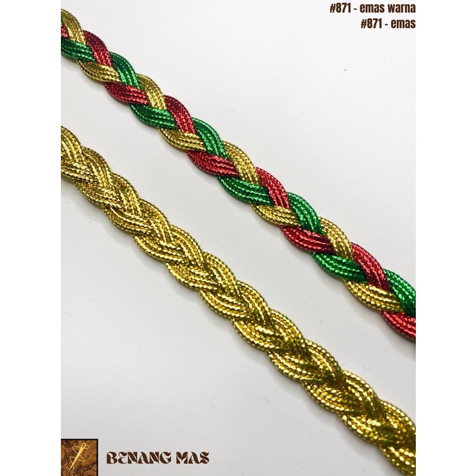 PERALATAN JAHIT | KAIN DAN BAHAN | RENDA EMAS INDIA URAT BORDIR 871 (11 YARD) - EMAS | PERLENGKAPAN