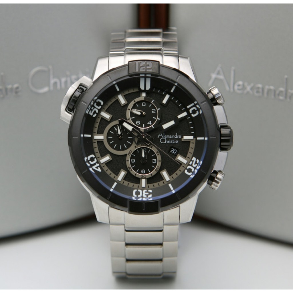 Alexandre Christie AC6554 Original Jam Tangan Pria Stainless Silver Black