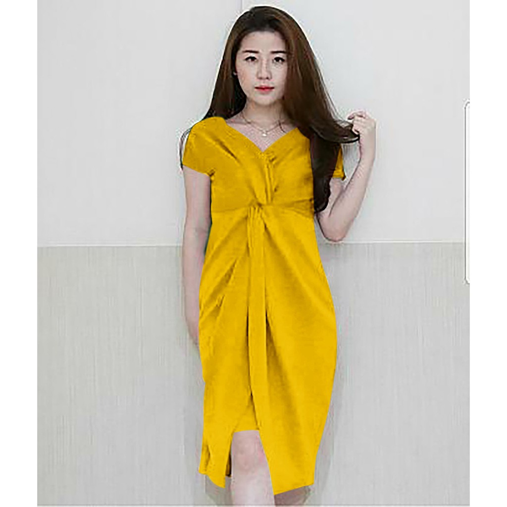 WSE390 - Dress Nagita MOSSCREPE PREMIUM UK L/XL LD 100 CM PJ 100 CM Dress Wanita Dress Model Korea PREMIUM QUALITY