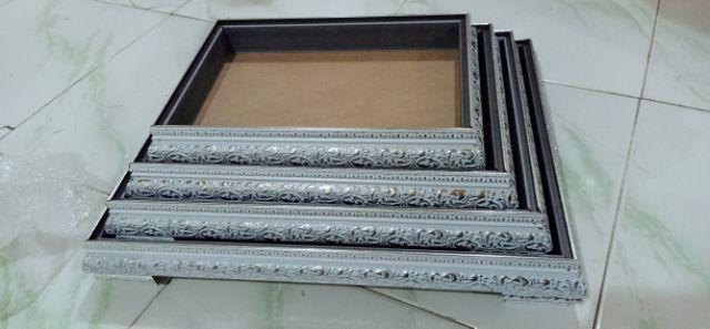 Kotak Hantaran Frame Tebal Mahar Nikah Putih Silver Isi 4