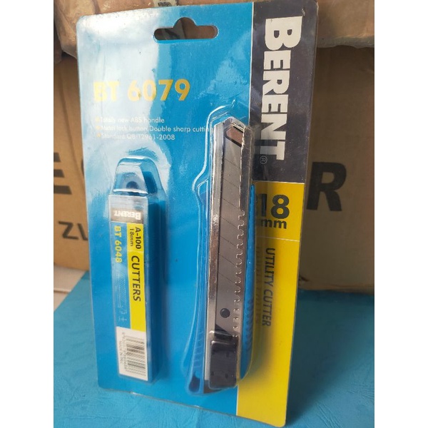 

pisau cutter + isi pisau 10 pcs Berent