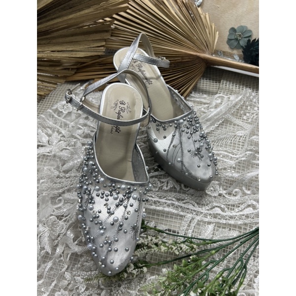 sepatu wedding Rafaizoutfit sepatu Sheira tali silver tinggi 9cm