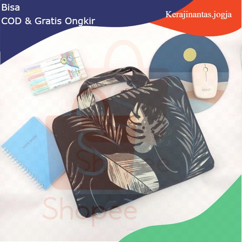 Tas laptop kanvas standart ukuran 14 inch/Tas laptop batik kanvas/Tas laptop bagus(pegangan full kan