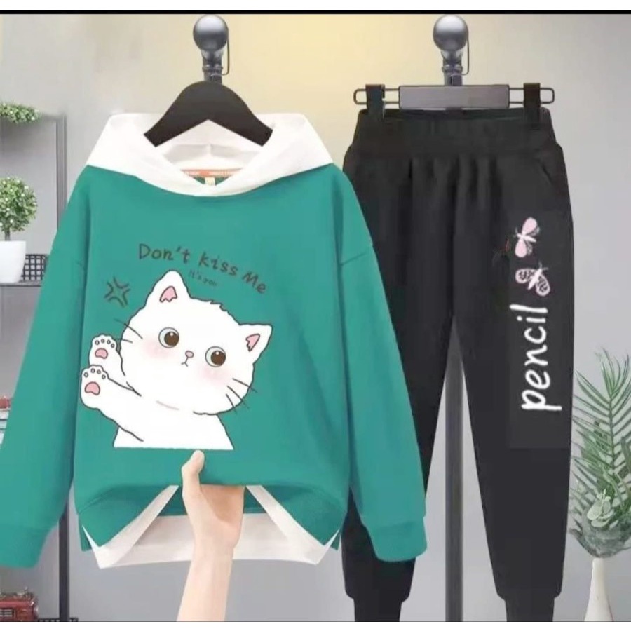 SETELAN HOODIE SWEATER ANAK TANGGUNG PEREMPUAN 6 7 8 9 10 11 12 TAHUN / BAJU HANGAT ANAK / SET HOODI