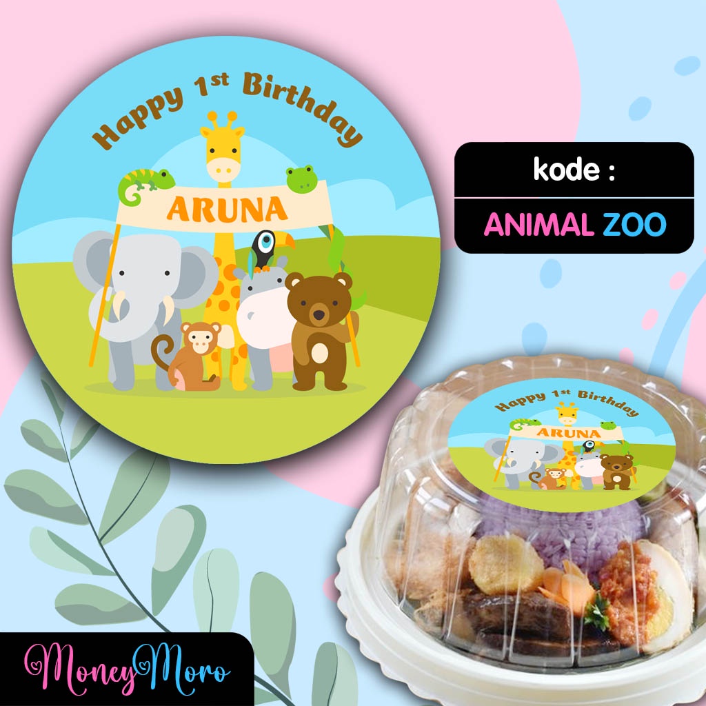 

MoneyMoro Stiker Ultah Anak Animal Zoo / Stiker Tumpeng Mini / Stiker Ulang Tahun / Stiker Birthday