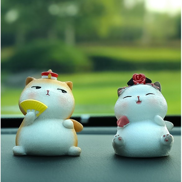 KUCING COUPLE EMPEROR Series Pajangan Dashboard Mobil